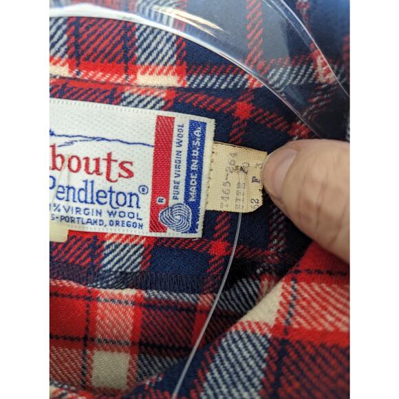 Pendleton Knockabouts 1960s Plaid Wool Shirt Blazer Red White Blue Made in USA - Picture 5 of 14